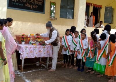 Attending Independence Day celebration in Bhor school, Mazgaon